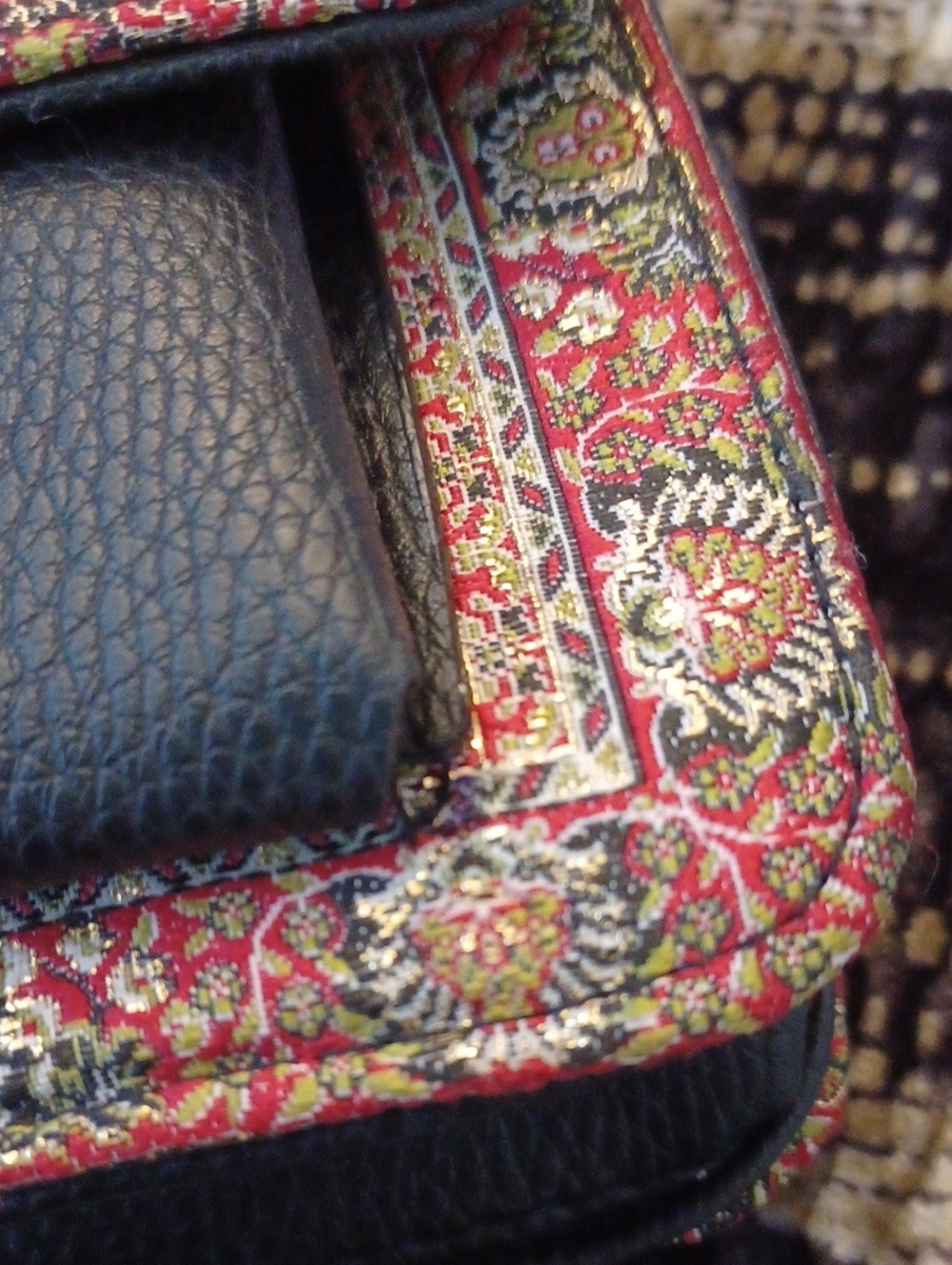4/$60 Black Floral Pattern Crossbody Bag with Gold Chain - Picture 9 of 10